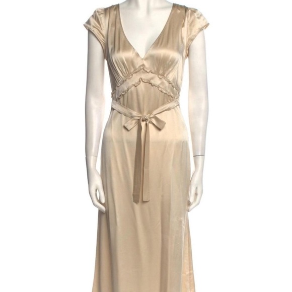 Reformation Elegant Satin Midi Dress in Cream - Picture 2 of 6
